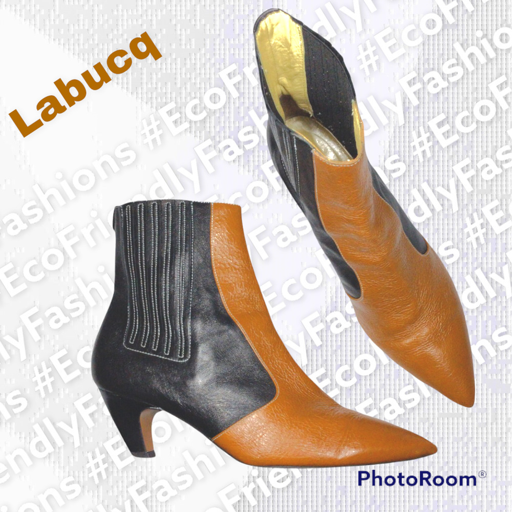 Labucq NU 17 Women's Black Brown Kati Two Tone Bootie Size 40 - Picture 5 of 9